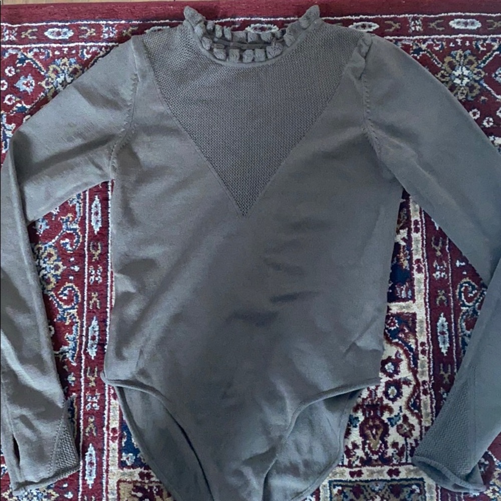 Olive green free people bodysuit